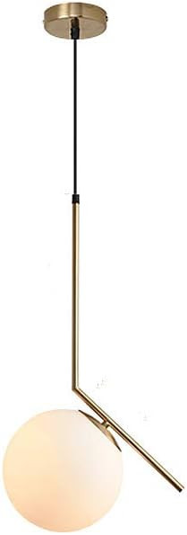 BOKT Mid Century Modern 1-Light Chandeliers Lighting, Golden with White Frosted Glass Globe Lamps... | Amazon (US)
