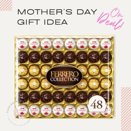 Loving this gift idea for Mother’s Day and check it out even on sale! 
Fashionablylatemom 
Ferrero Collection, 48 Count, Premium Gourmet Assorted Hazelnut Milk Chocolate, Dark Chocolate and Coconut, Mother's Day Gift, 18.2 oz
GOURMET CHOCOLATE GIFT BOX: Share the indulgent taste of assorted chocolates with our Ferrero Collection—a trio of Ferrero Rocher, Raffaello and Rondnoir confections inside a 48-count box of individually wrapped candy for sharing
ASSORTED CHOCOLATES: Enjoy 3 delicious flavors with our Ferrero Collection: Ferrero Rocher, the iconic original with hazelnut milk chocolate; lusciously layered Raffaello with white almond, cream and coconut; and the delicious dark chocolate of Rondnoir


#LTKsalealert #LTKGiftGuide