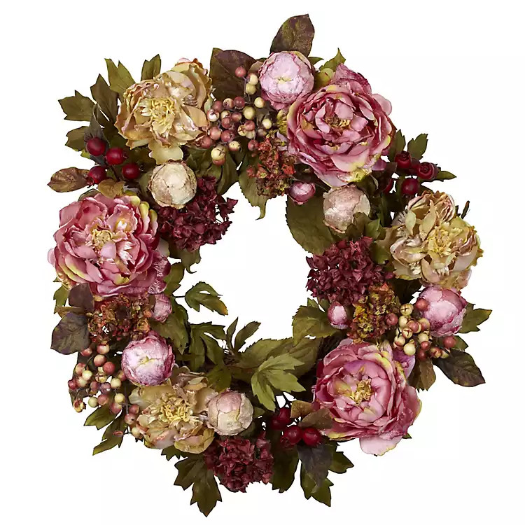 Pink Peony and Berry Wreath | Kirkland's Home