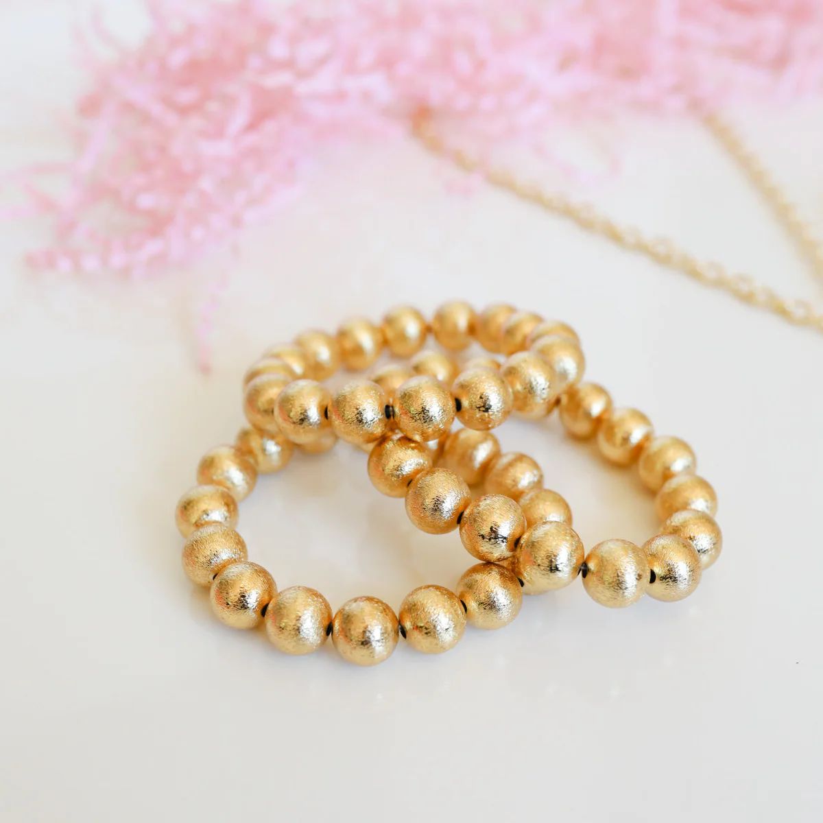 8mm Brushed Beaded Bracelets | Beaded Blondes