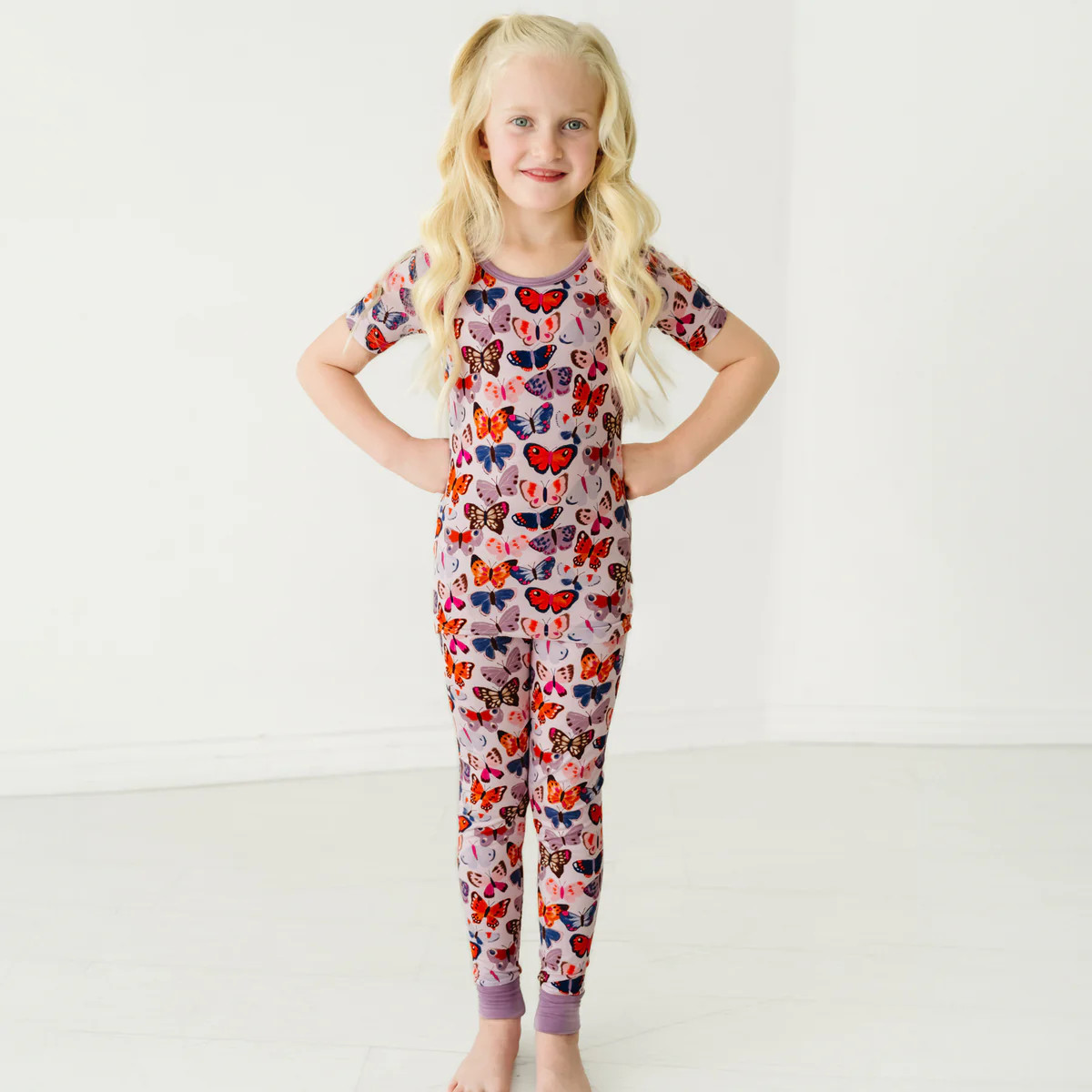 Butterfly Kisses Two-Piece Short Sleeve Pajama Set | Little Sleepies