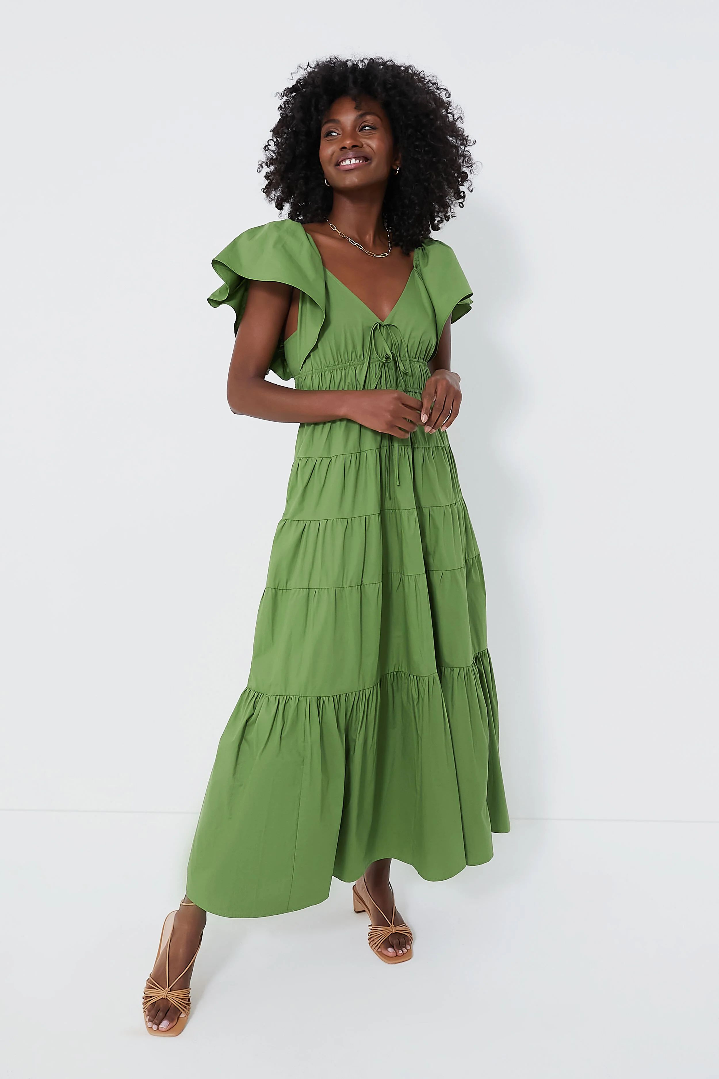 Olive V-Neck Maxi Dress | Tuckernuck (US)