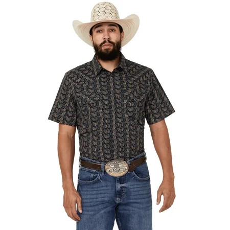 Gibson Trading Co Men s Disco Ball Geo Print Short Sleeve Snap Western Shirt Navy X-Large | Walmart (US)