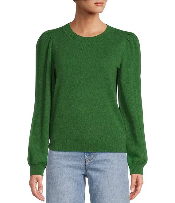 Lisa Puff Sleeve Crew Neck Cashmere Sweater | Dillard's