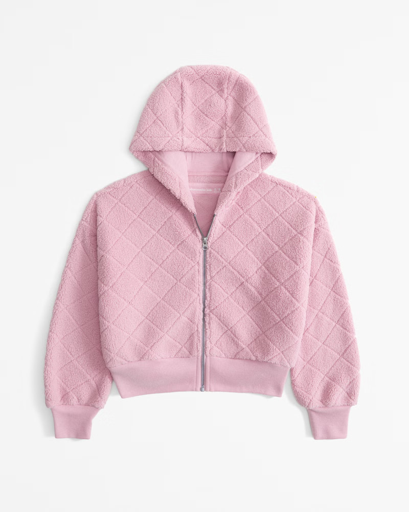 girls sherpa full-zip hoodie | girls extra 20% off select coats & jackets | Abercrombie.com | Abercrombie & Fitch (US)