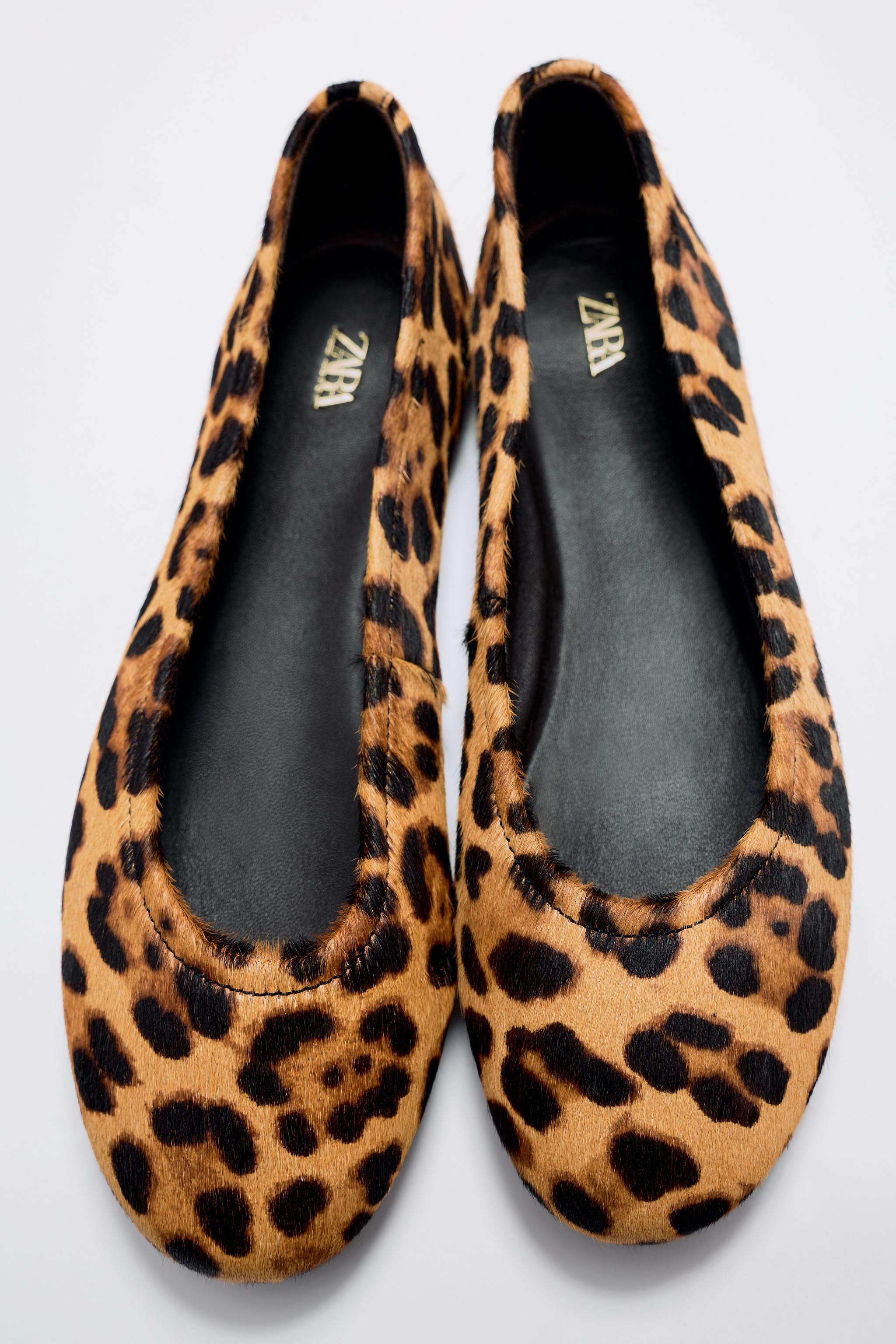 ANIMAL PRINT LEATHER BALLERINAS | Zara UK