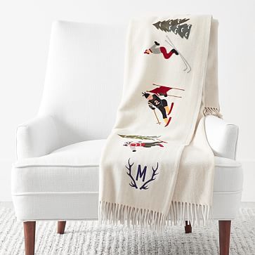 Hand Embroidered Wool Throw | Mark and Graham