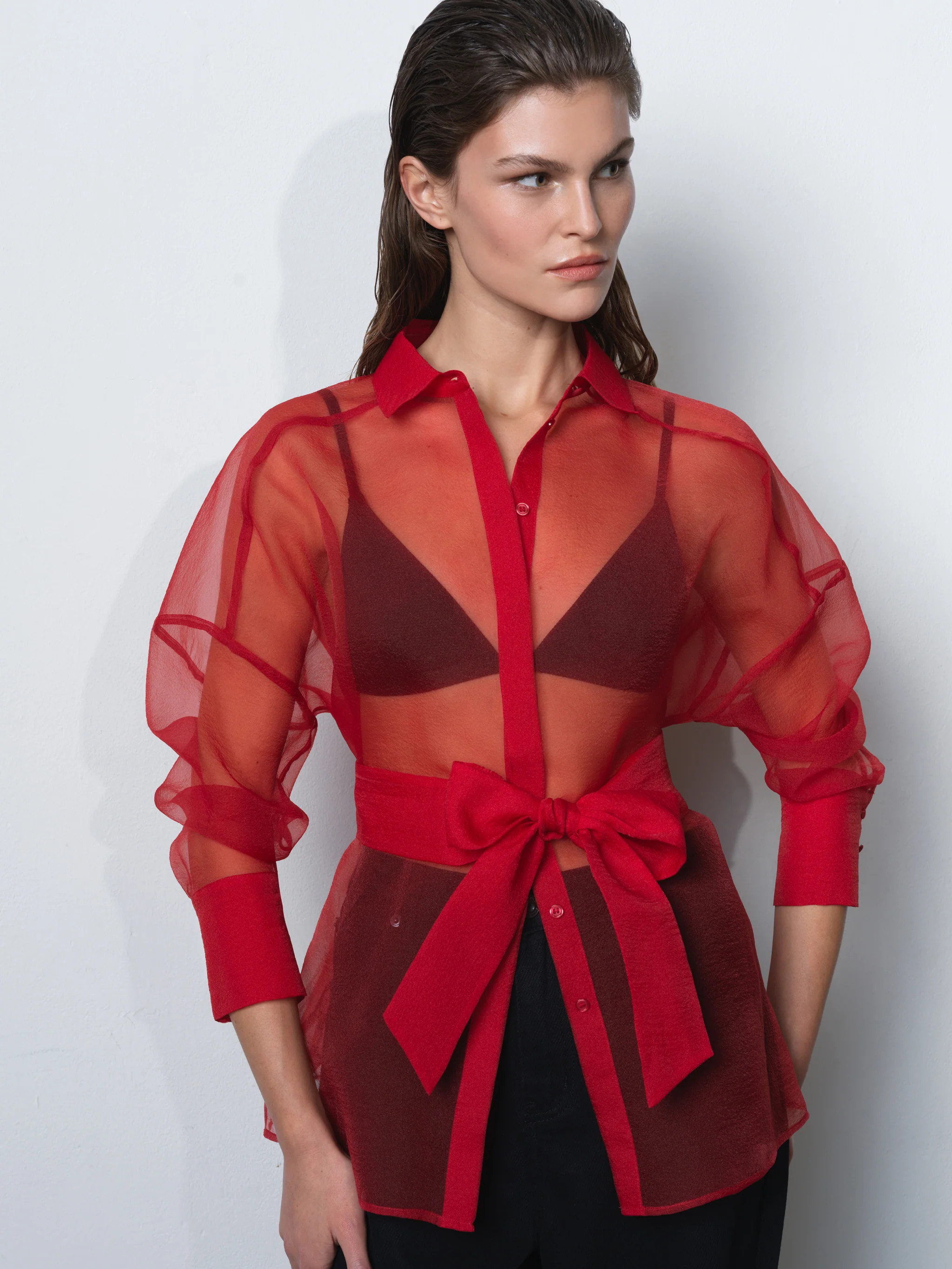 Mai Organza Tie Waist Shirt | French Connection (UK)