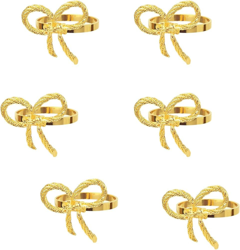 Ubuymart Set of 6 Stainless Steel Napkin Rings Napkin Ring Holders Modern Ring Holder Serviette B... | Amazon (US)