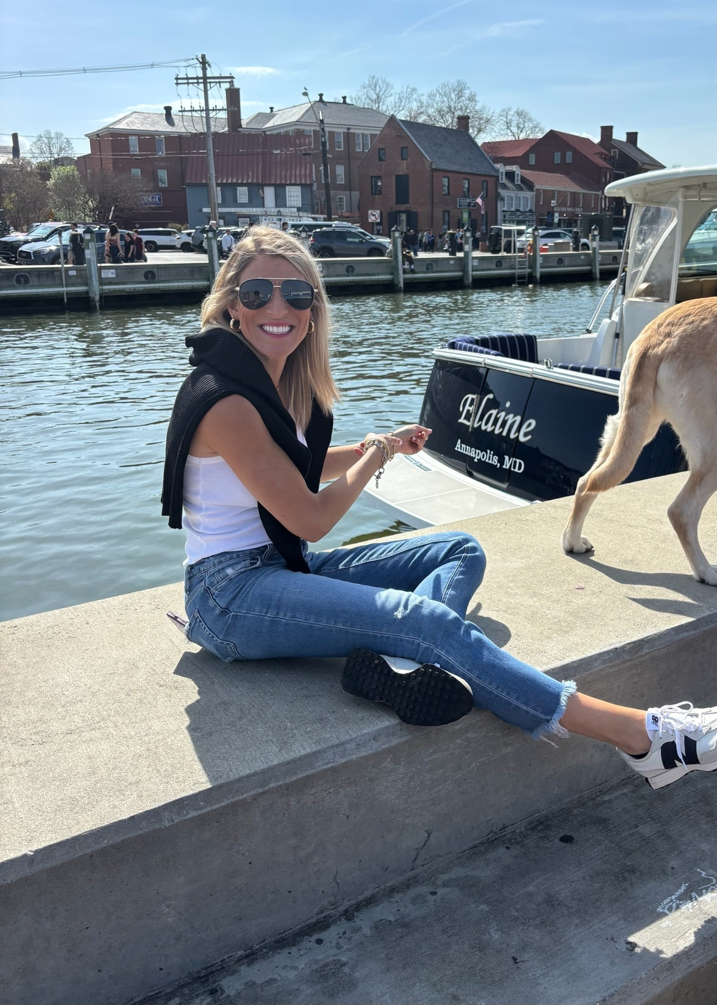 Jewelry : StyleLainBoutique.com

Sight seeing style
Weekend wear 
White tank 
Spring break 
New balance 527 sneakers
Annapolis MD
Spring style 2026

#LTKTravel #LTKmomlife #LTKootd