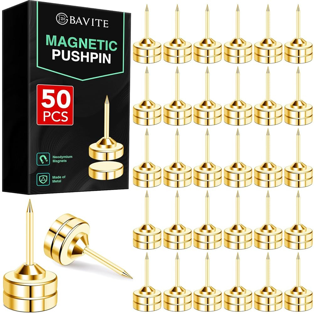 E BAVITE 50 Set Magnetic Push Pins,Flat Push Pin, Magnetic Thumb Tacks for Wall Bulletin Board Po... | Amazon (US)