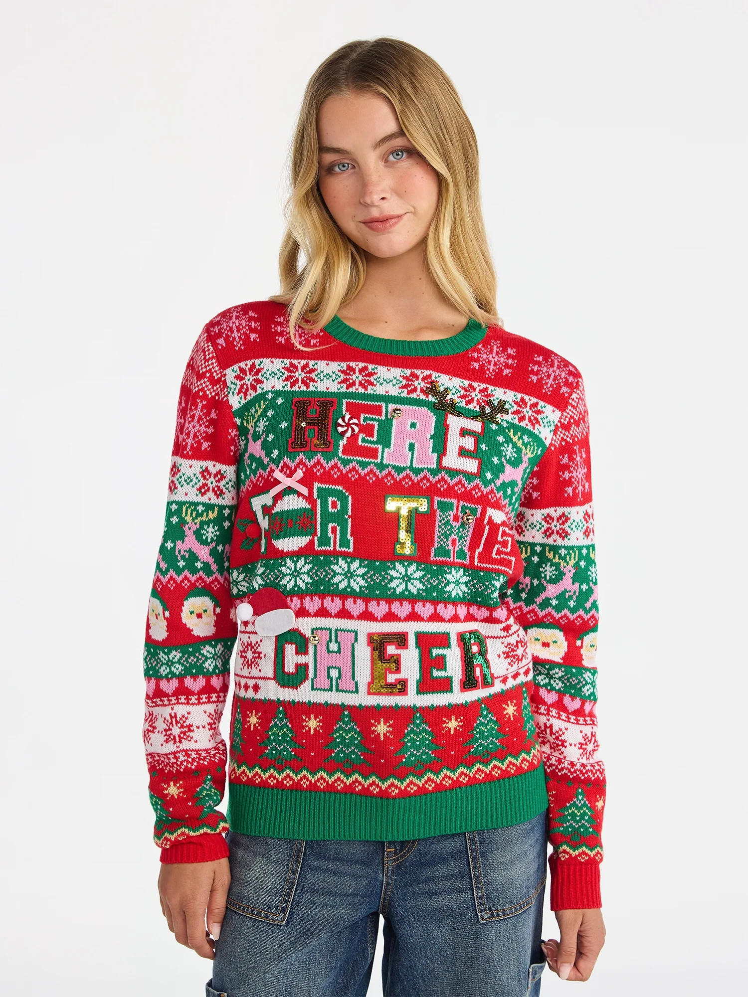 No Boundaries Christmas Sweater, Lightweight, Women's | Walmart (US)
