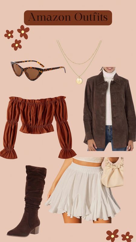 Amazon Favorites🤎
Boho, burnt orange, flowy skirt, suede tall boots, suede jacket, sunglasses, initial necklace, clean girl, girl boss, neutral 

#LTKSeasonal #LTKstyletip #LTKsalealert