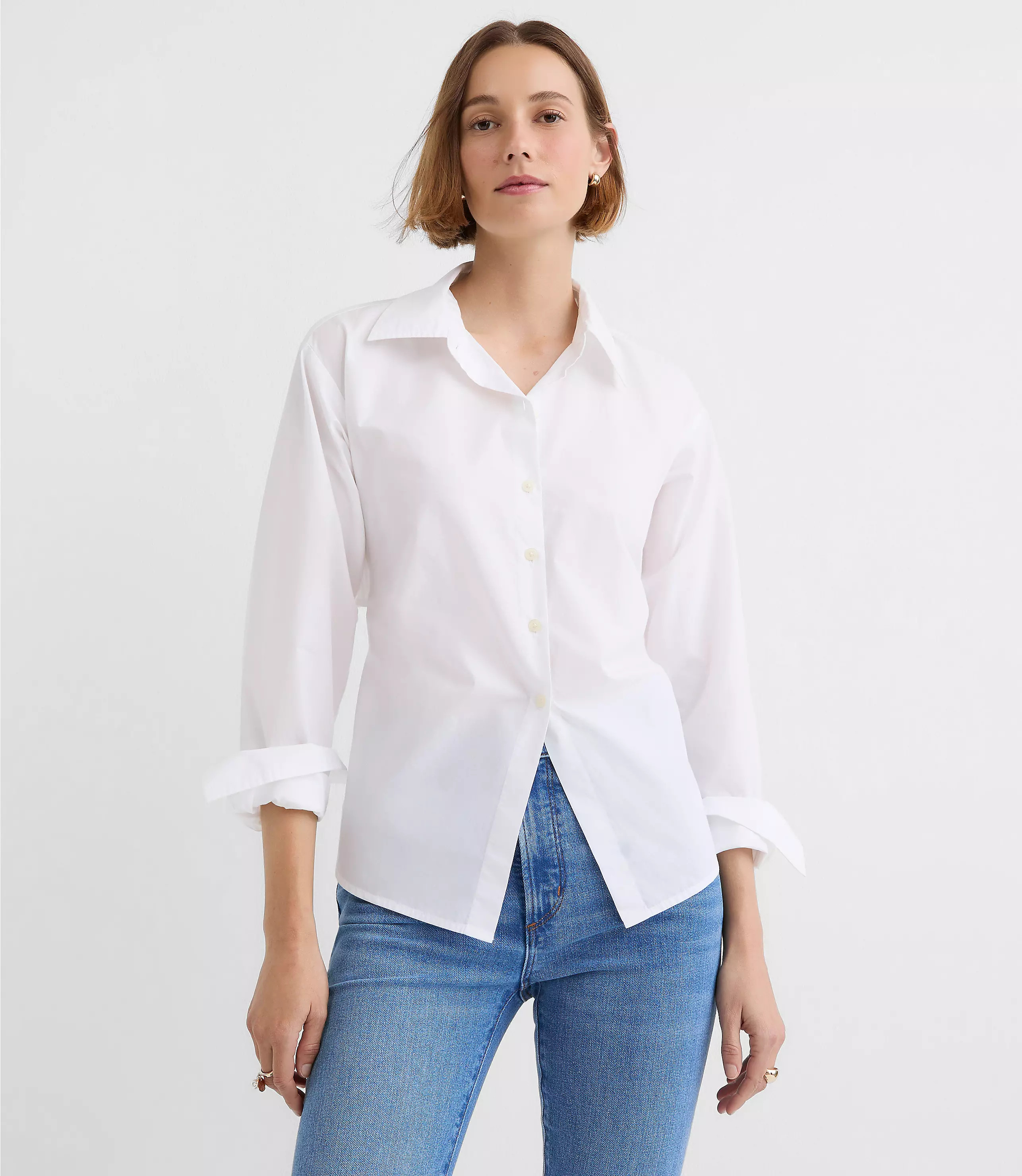 Striped Cutout Tie Back Poplin Shirt | LOFT