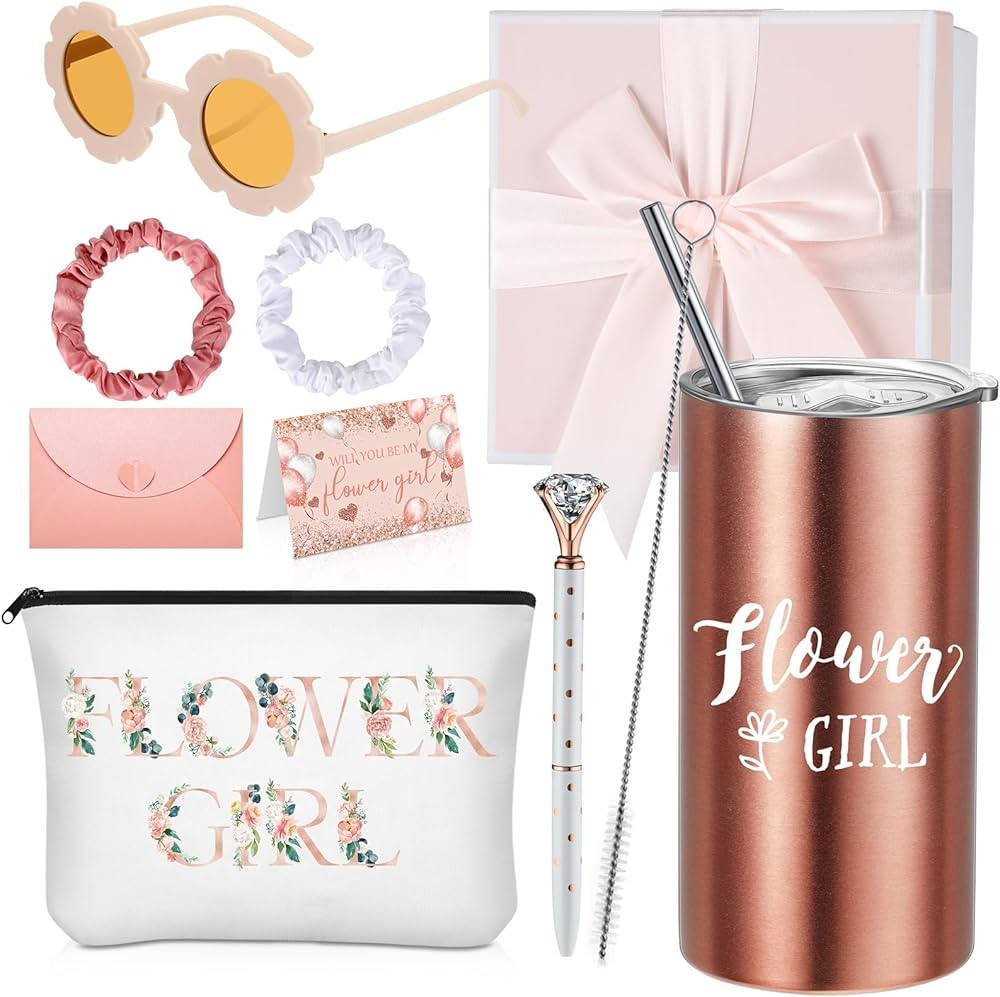 Sieral 9 Pcs Flower Girl Proposal Gifts Set Personalized Flower Girl Tumbler with Straw Bride Gif... | Amazon (US)