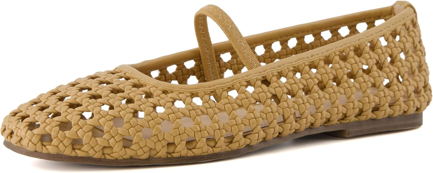 CUSHIONAIRE Women's Weavy Squared Toe Woven Ballet Flat, +Memory Foam, Wide Widths Available | Amazon (US)