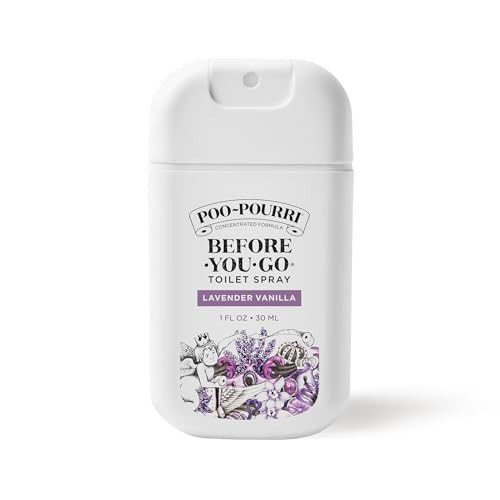 Poo-Pourri Before-You-Go Pocket Toilet Spray, Travel Essentials, Lavender Vanilla, 1 Fl Oz, Up to 50 Uses, On-The-Go Bathroom Odor Deodorizer with Essential Oils, TSA Approved Size | Amazon (US)