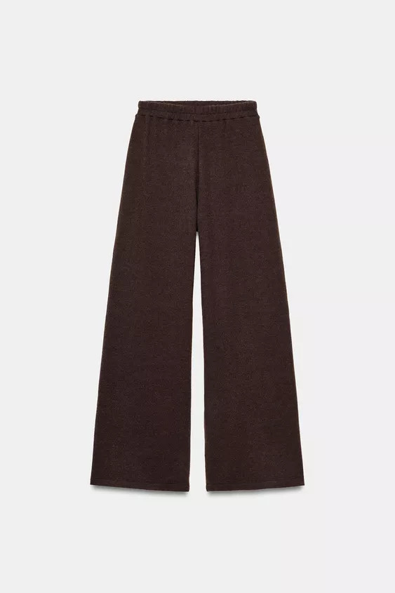 High-waisted pants with elastic waistband. False back welt pocket. Wide legs. | Zara Canada