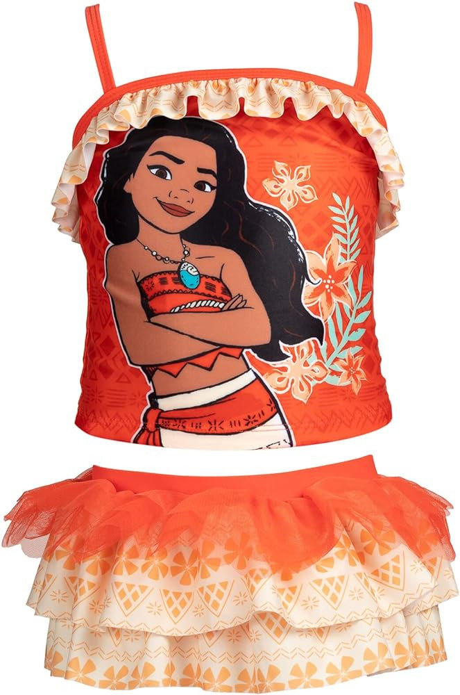Disney Moana Frozen Princess Girls UPF 50+ Tankini Top and Skirt Swim Set Toddler to Big Kid Size... | Amazon (US)