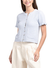 Short Sleeve Crew Neck Button Up Cardigan | Women | Marshalls | Marshalls