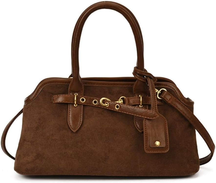 Suede Tote Bag for Women Faux Suede Handbag Slouchy Shoulder Hobo Bags Leather Satchel Crossbody Bag Vintage Fall Purse | Amazon (US)