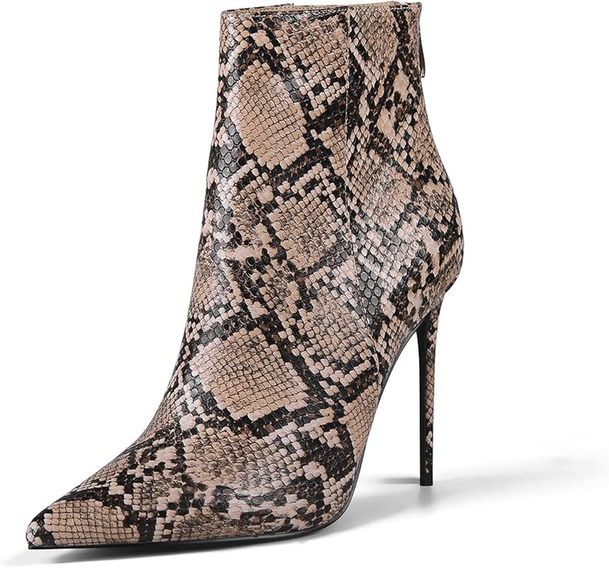 Women Heeled Ankle Booties,Sexy Pointed Toe 4.3 inch Stiletto High Heel Fashion Ankle & Bootie wi... | Amazon (US)