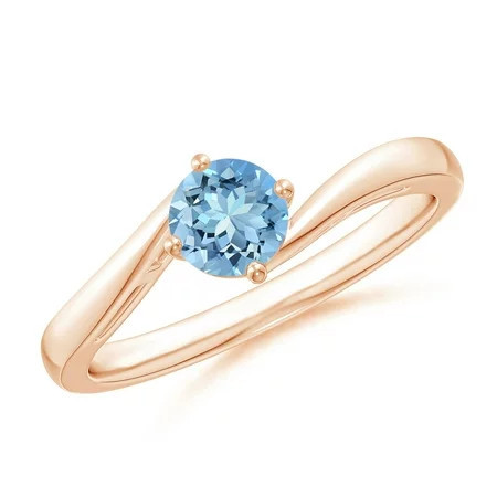 ANGARA Natural Classic Round Aquamarine Solitaire Bypass Ring in 14K Rose Gold for Women (Size-5mm) | March Birthstone Birthday Anniversary Jewelry Gift for Women | Natural Aquamarine Ring | Walmart (US)