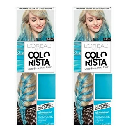 L'Oreal Paris Colorista Semi-Permanent for Light Blonde or Bleached Hair, Turquoise, 2 Pack | Walmart (US)