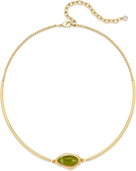 WOWORAMA Gold Choker Collar Necklace with Blue Green Red White Charms | Amazon (US)