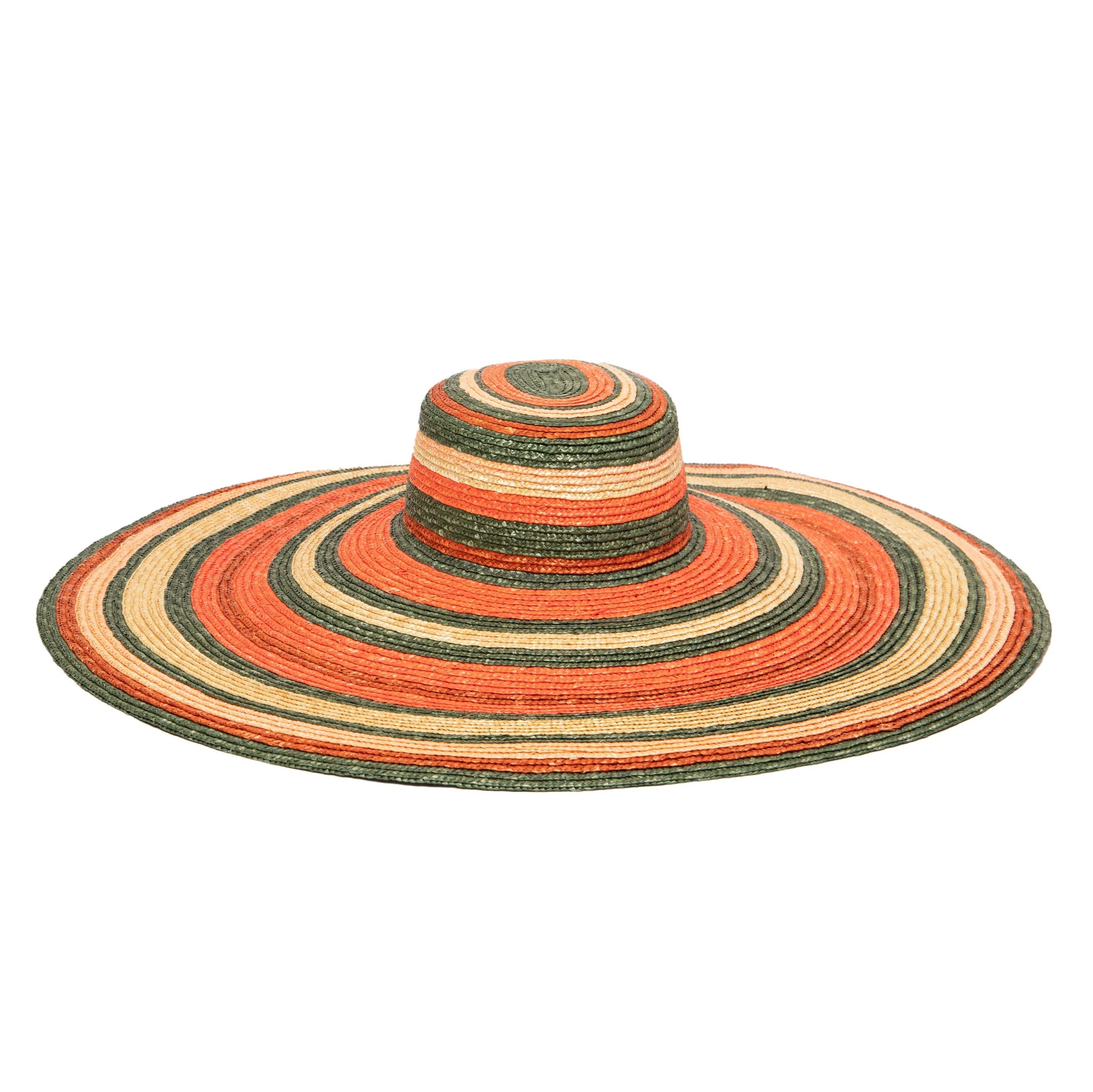 Women's Wheat Straw Stripe Wide Brim Sun Hat | San Diego Hat Company