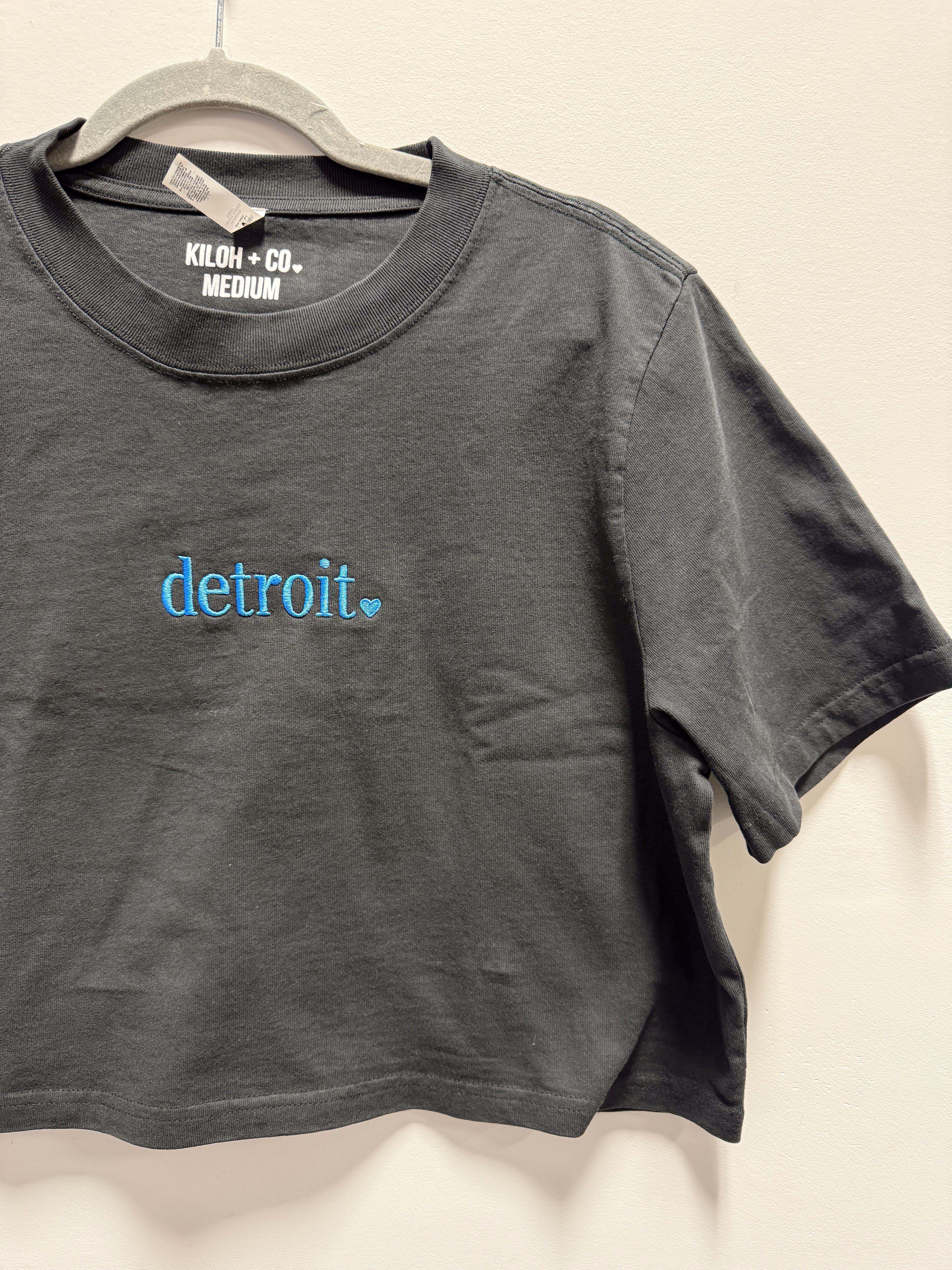 Detroit Black + Blue Faded Crop Tee | Kiloh + Co.