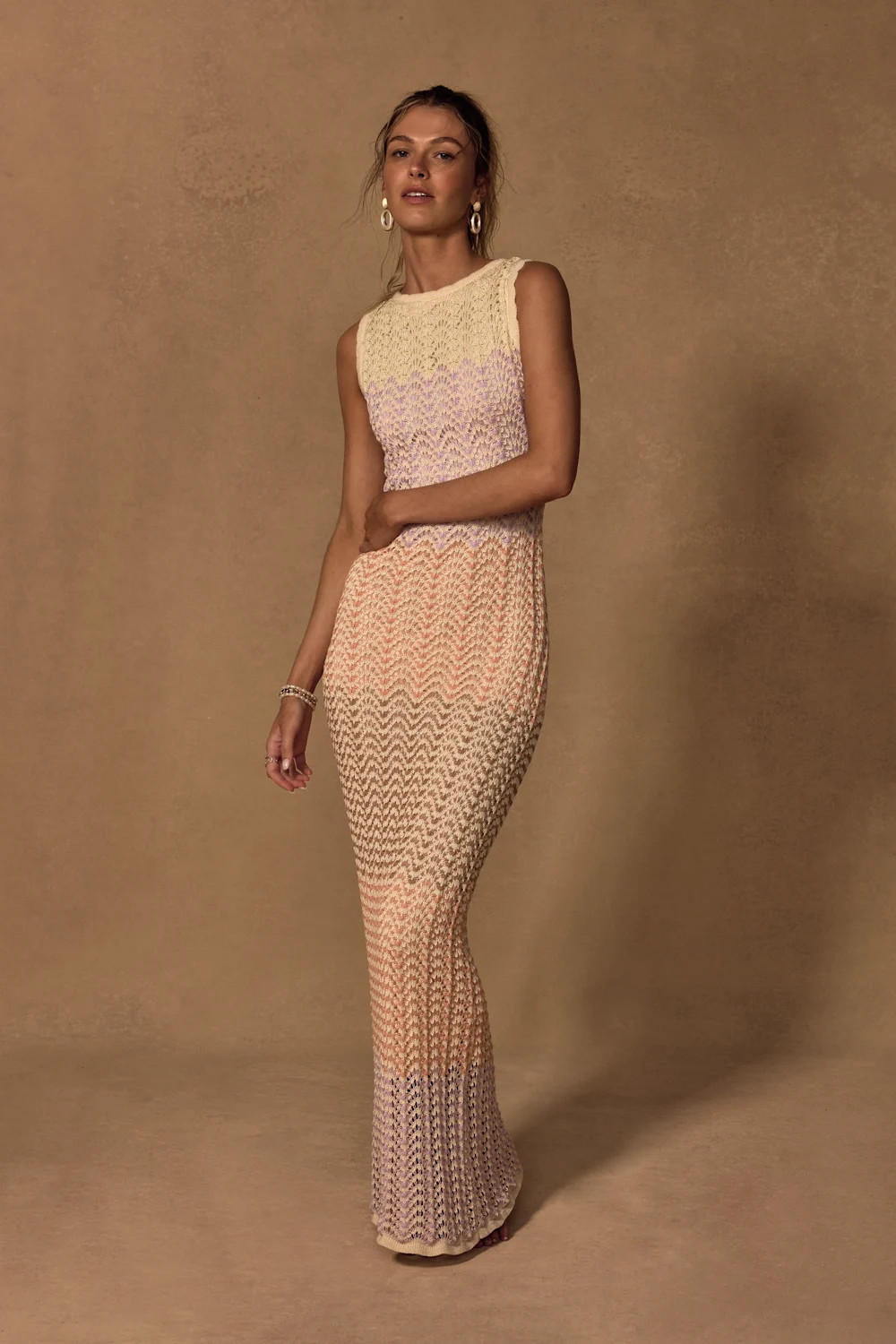 Kirsten Cream Multi Crochet Backless Maxi Dress | Lulus