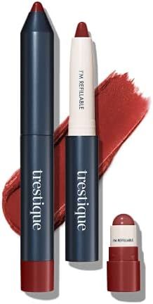 treStiQue Matte Lip Crayon, Matte Lipstick With Built-in Lip Gloss Balm, 2-in-1 Lip Liner Set Wit... | Amazon (US)