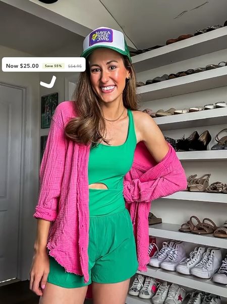 Aerie oversized button on sale for $25! 

Button down swimsuit cover up // summer outfit // Amazon fashion // have a nice day trucker hat // summer sale // fashion finds from Amazon // Amazon trucker hat // oversized pink button down // athletic romper // athleisure outfit 

#LTKSaleAlert #LTKSeasonal #LTKSwim