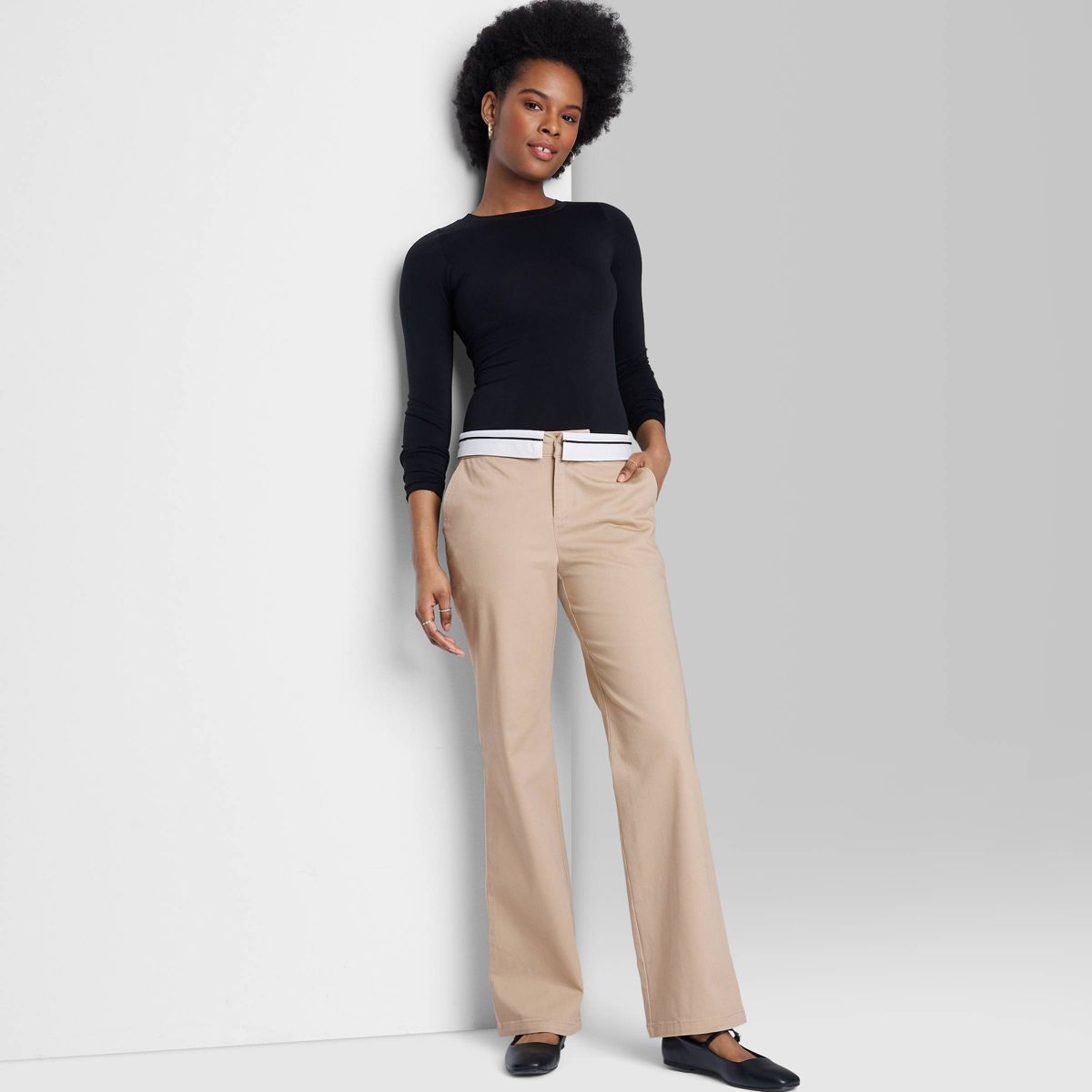 Women's Mid-Rise Foldover Straight Chino Pants - Wild Fable™ | Target