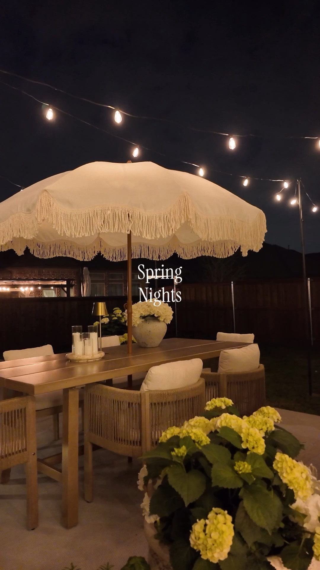 Outdoor spring nights
Cozy patio, outdoor dining, patio decor