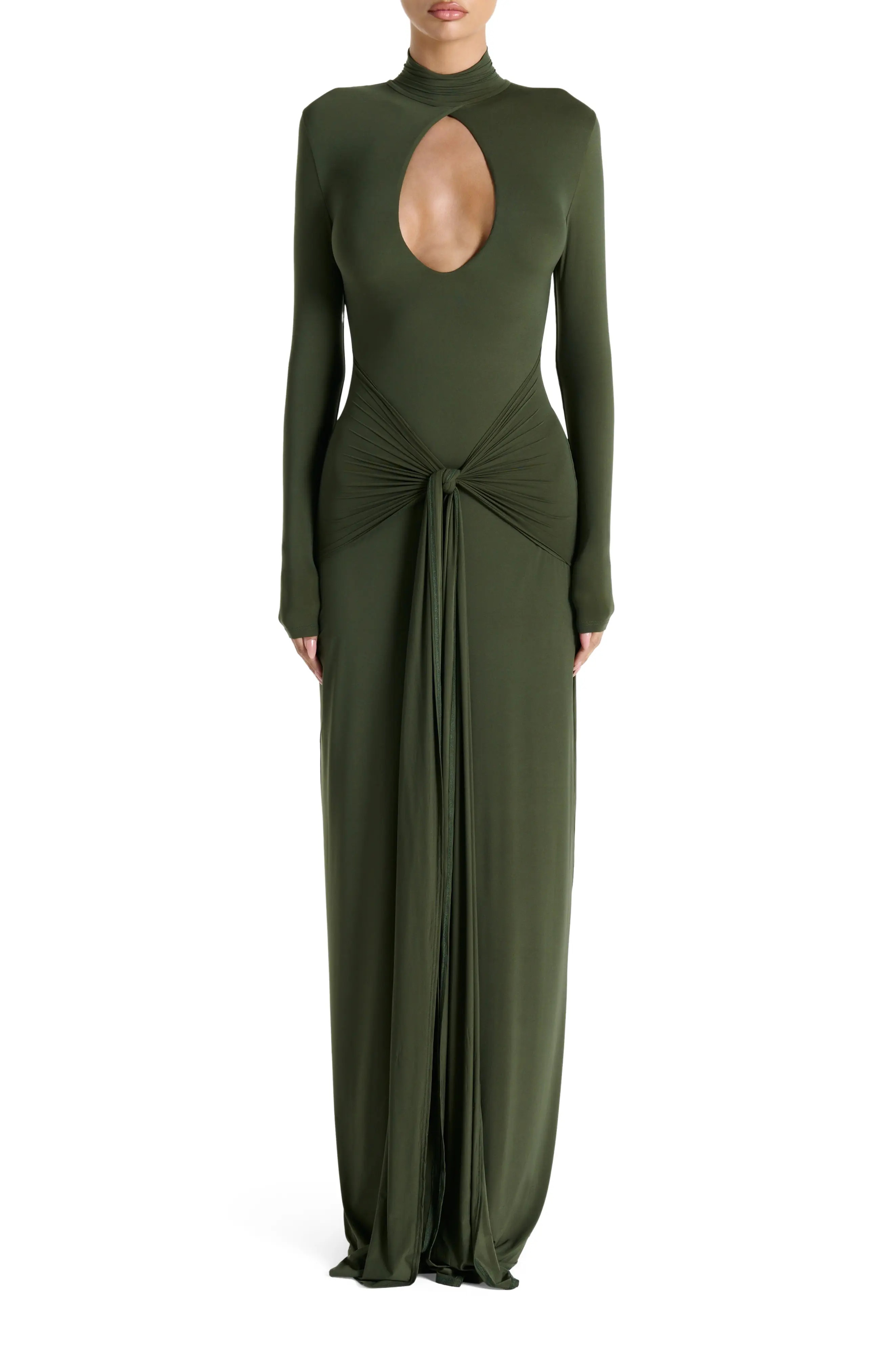 Naked Wardrobe Cutout Tie Front Long Sleeve Maxi Dress (Women) | Nordstrom | Nordstrom