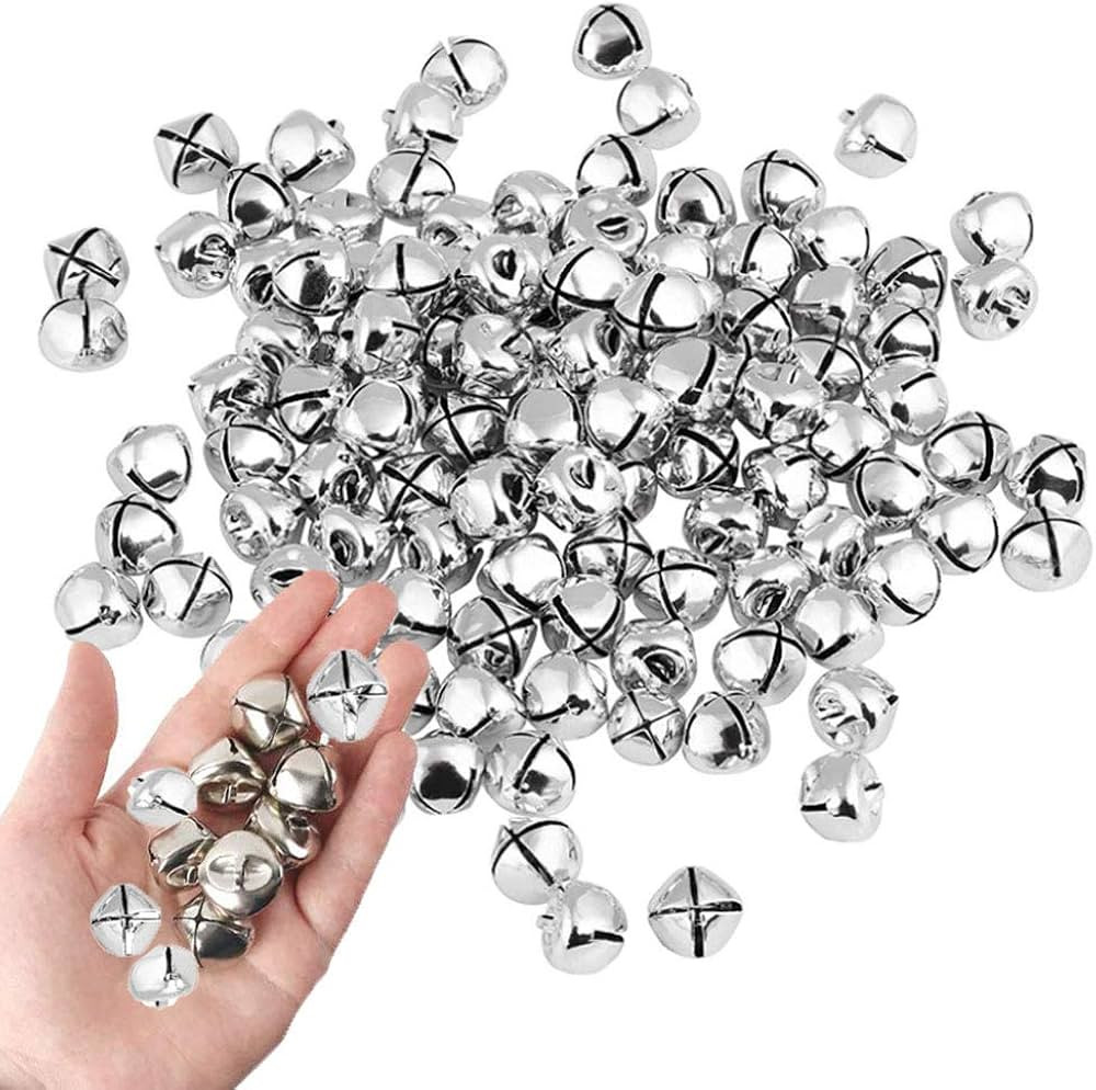 100 Pcs Jingle Bells Bulk, Metal,1 Inch Craft Bells for DIY Christmas Home Decoration (Silver) | Amazon (US)