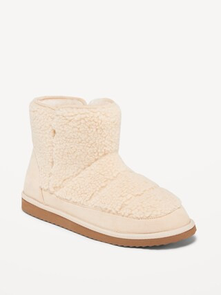 Faux Suede-Trimmed Sherpa Boots for Women | Old Navy (CA)