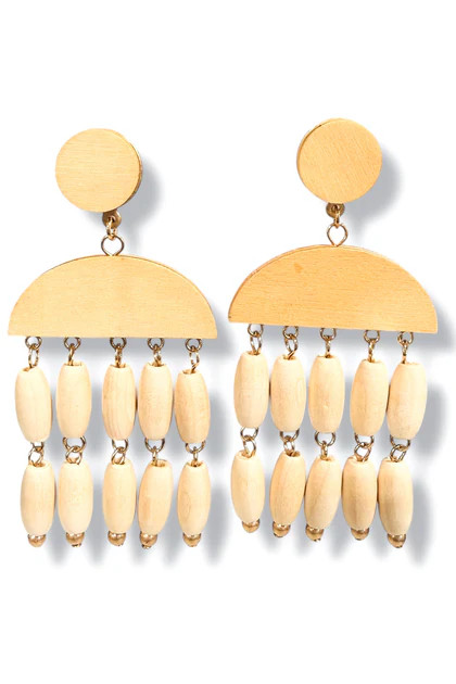 Picture Perfect Ivory Wooden Bead Tassel Earrings | The Willow Tree