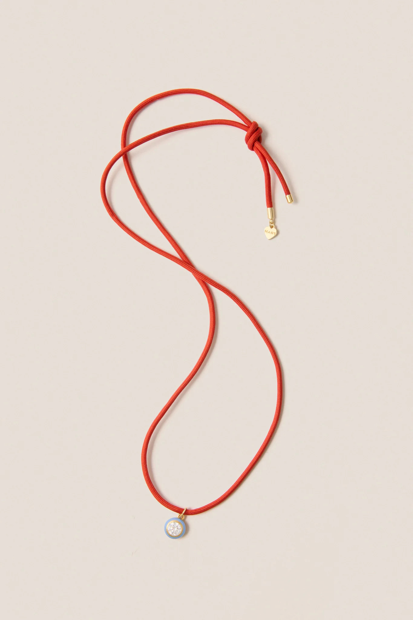 Coral Red Necklace Cord with Blue Bezel Charm | Tuckernuck (US)