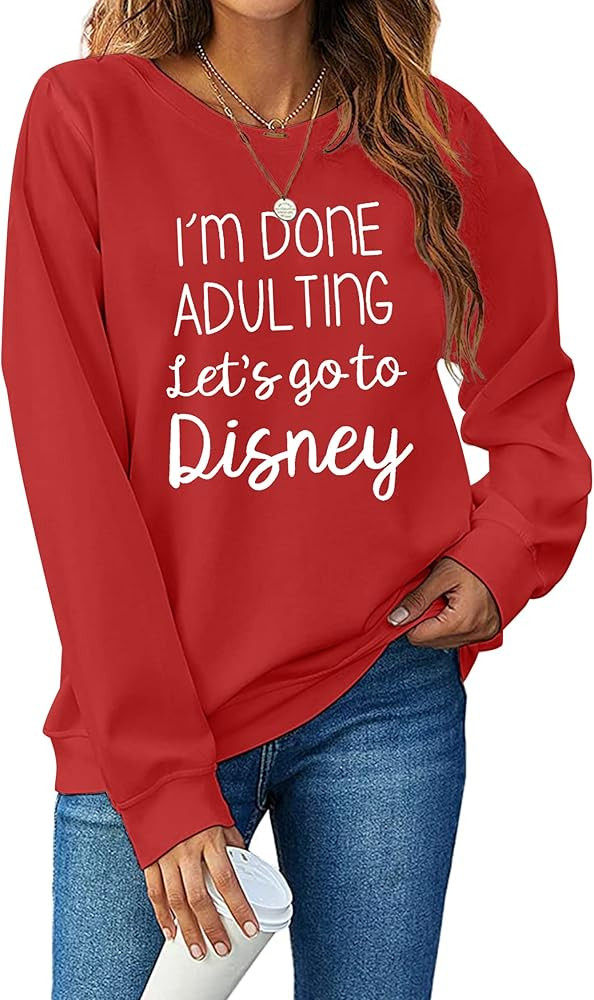 MNLYBABY I Am Done Adulting Sweatshirt for Women Cute Graphic Sweatshirts Casual Long Sleeve Vaca... | Amazon (US)
