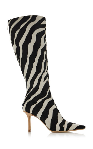 x Conner Ives Gloria Zebra-Print Pony Hair Knee Boots | Moda Operandi (Global)