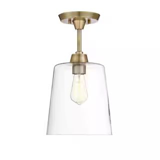 1-Light Natural Brass Semi-Flush Mount Ceiling Light | The Home Depot