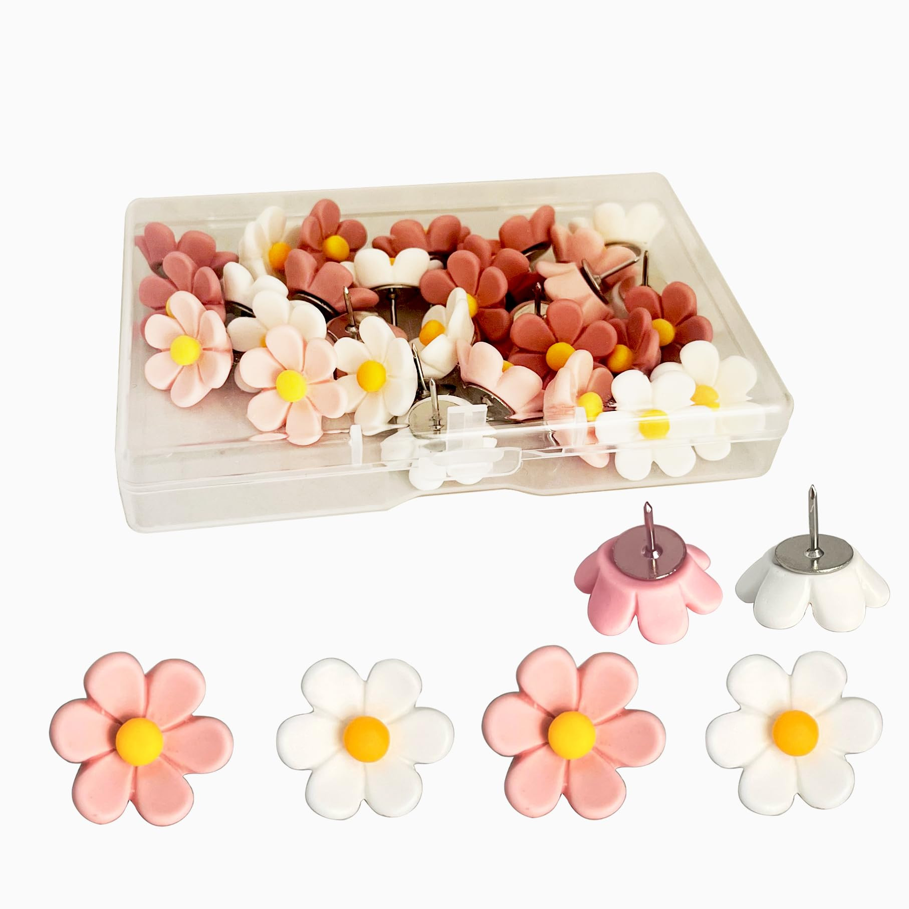 Flower Cute Push Pins for Bulletin Board, Office Decor for Women Cute Thumb Tacks for Cork Board ... | Amazon (US)