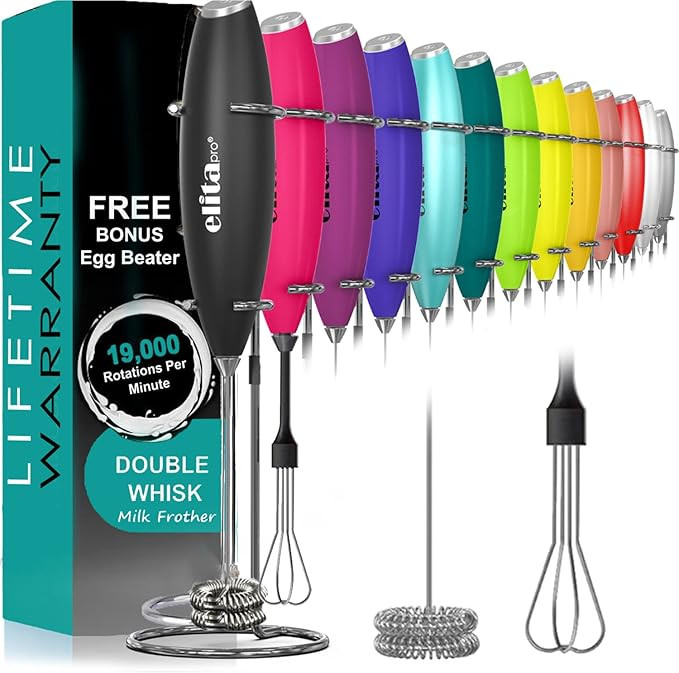 ElitaPro ULTRA-HIGH-SPEED 19,000 RPM, Milk Frother DOUBLE WHISK, Unique Detachable EGG BEATER and... | Amazon (US)