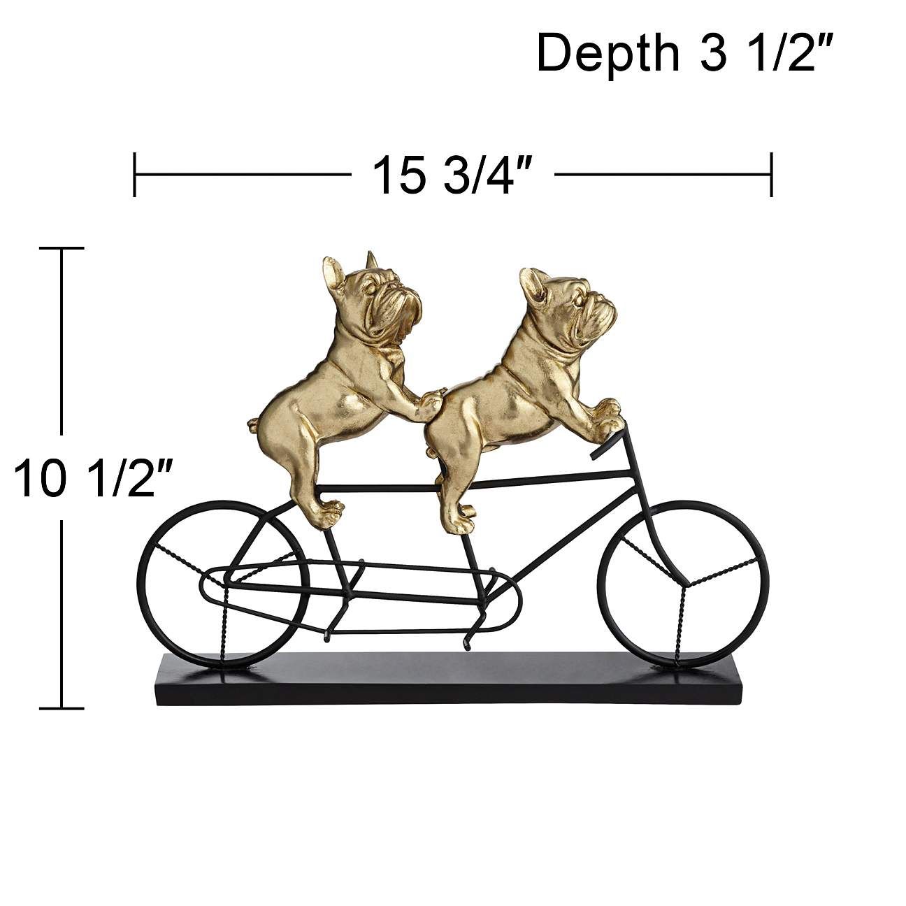 Bulldogs on Bicycle 15 3/4" Wide Gold Sculpture | Lamps Plus