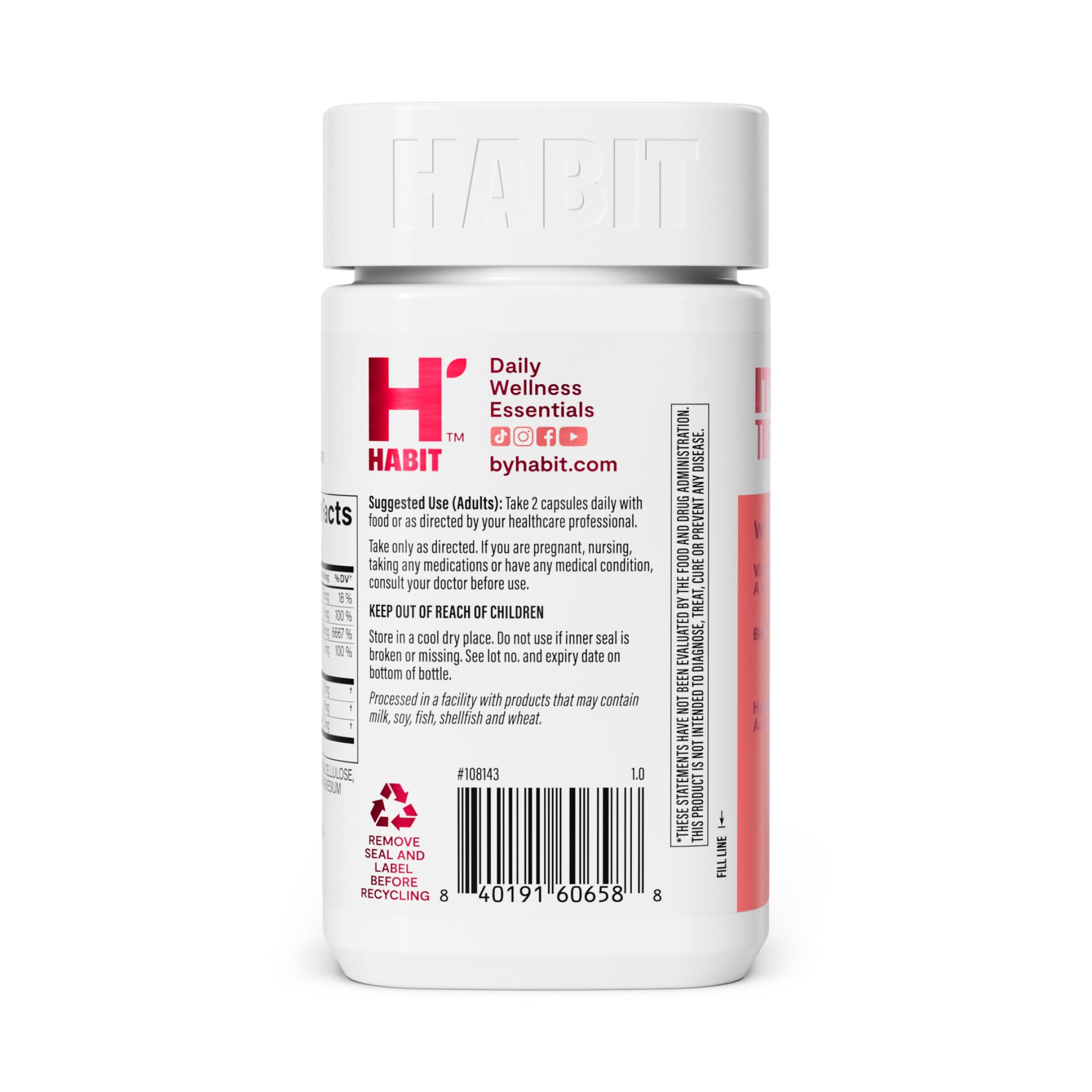 Habit Hair, Skin & Nails Supplement (60 Capsules) - New Look, Supports Skin Hydration, Hair & Nai... | Amazon (US)