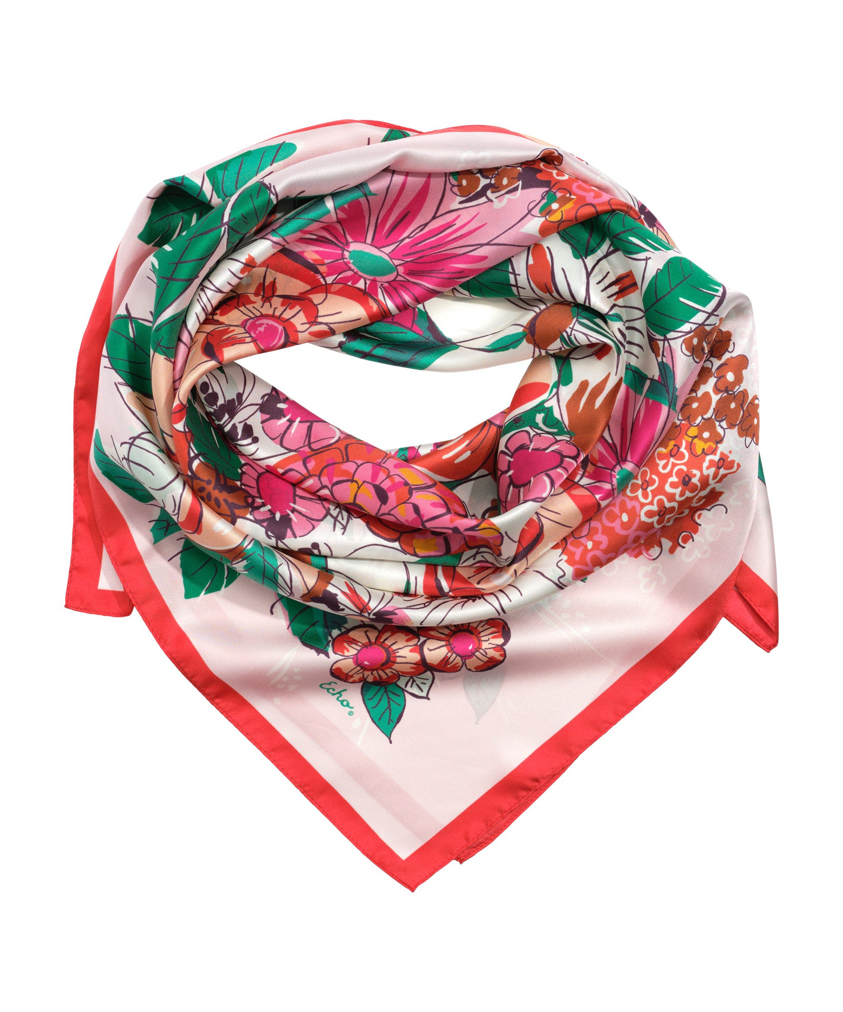 Floral Bouquet 35" Silk Square Scarf | Echo New York