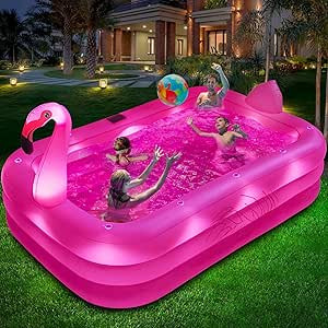 Inflatable Pool with Lights, 2024 Solar Flamingo Swimming Pool for Kids,Adults Inflatable Blow up... | Amazon (CA)